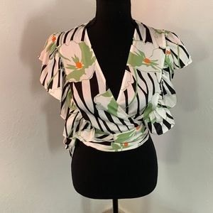 NWT JILL - JILL STUART- Tropical, Exotic Wrap Top Size Medium - RARE FIND